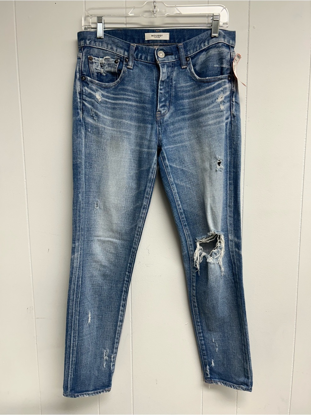 Moussy Light Blue Distressed Skinny Jeans